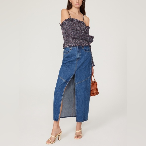 Polo Ralph Lauren Kezia Smocked Off The Shoulder Floral Top Size L - Navy - NWT - Picture 2 of 10